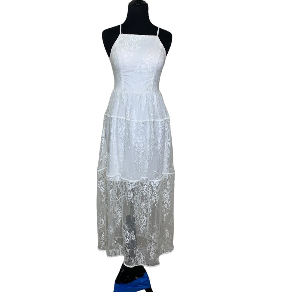 Lamy white lace midi cocktail dress size small